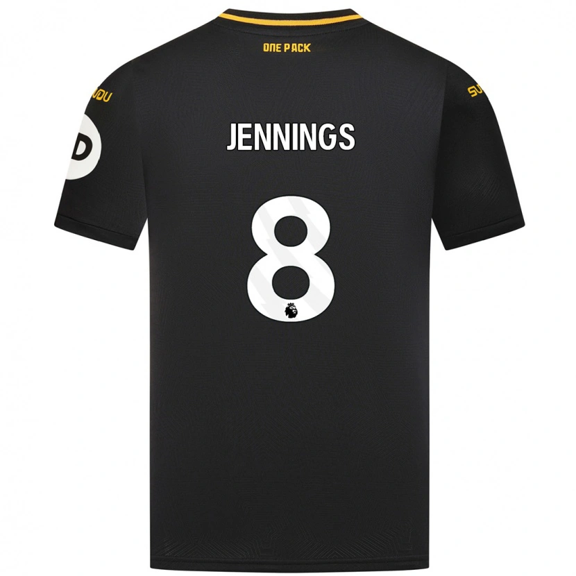 Danxen Mænd Shannie Jennings #8 Sort Udebane Spillertrøjer 2024/25 Trøje T-Shirt