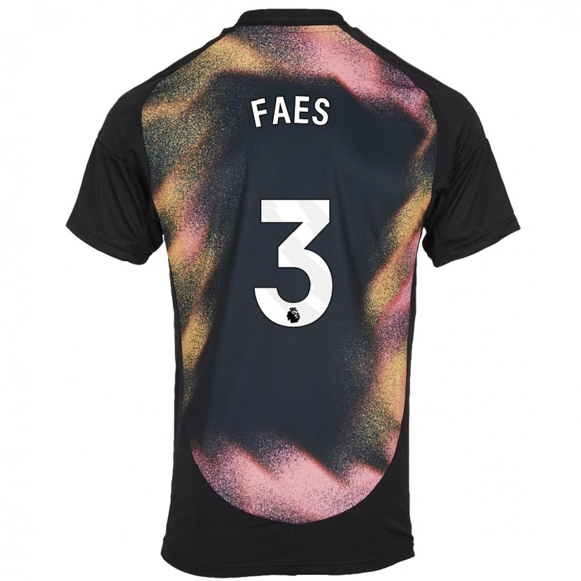 Danxen Mænd Wout Faes #3 Sort Hvid Udebane Spillertrøjer 2024/25 Trøje T-Shirt