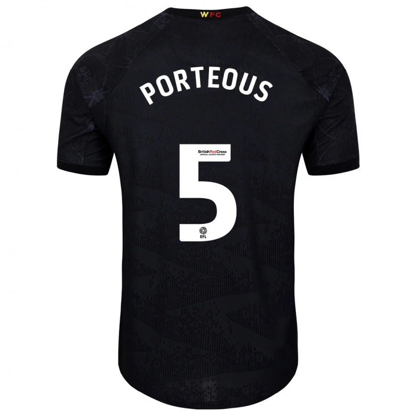 Danxen Mænd Ryan Porteous #5 Sort Hvid Udebane Spillertrøjer 2024/25 Trøje T-Shirt