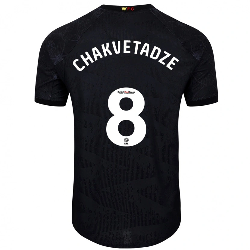 Danxen Mænd Giorgi Chakvetadze #8 Sort Hvid Udebane Spillertrøjer 2024/25 Trøje T-Shirt