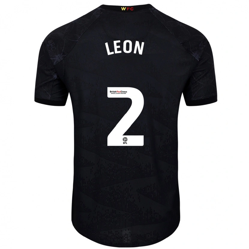 Danxen Mænd Lucía León #2 Sort Hvid Udebane Spillertrøjer 2024/25 Trøje T-Shirt