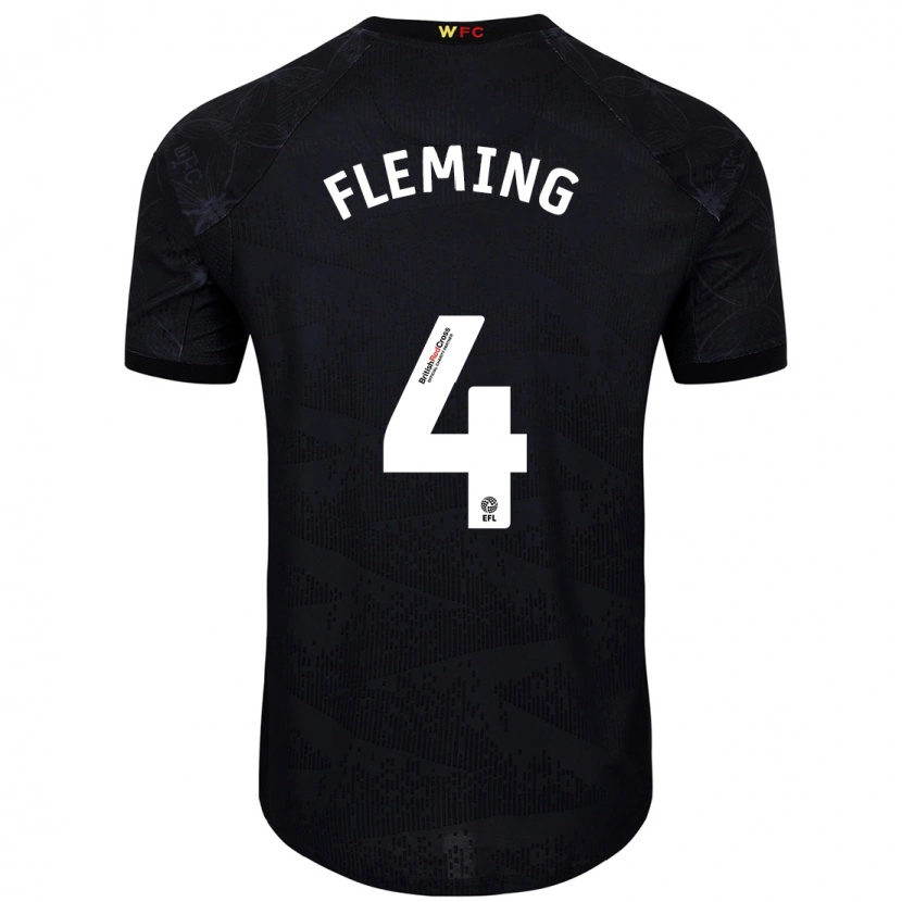 Danxen Mænd Charlotte Fleming #4 Sort Hvid Udebane Spillertrøjer 2024/25 Trøje T-Shirt