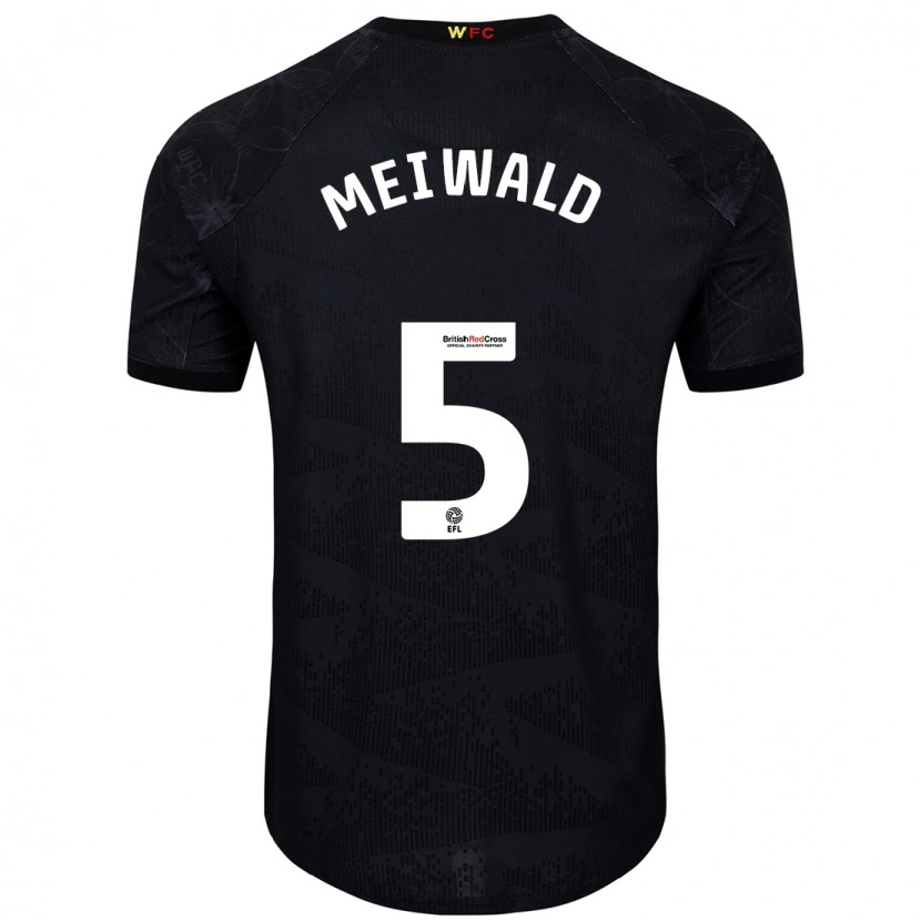 Danxen Mænd Anne Meiwald #5 Sort Hvid Udebane Spillertrøjer 2024/25 Trøje T-Shirt