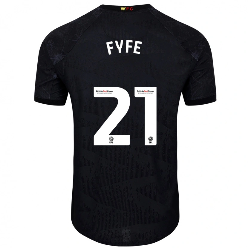 Danxen Mænd Flo Fyfe #21 Sort Hvid Udebane Spillertrøjer 2024/25 Trøje T-Shirt
