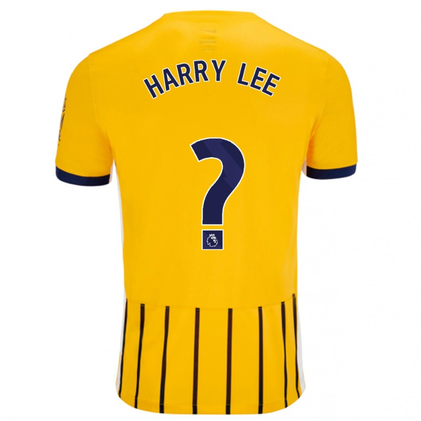 Danxen Mænd Harry Lee #0 Guldblå ​​Nålestriber Udebane Spillertrøjer 2024/25 Trøje T-Shirt