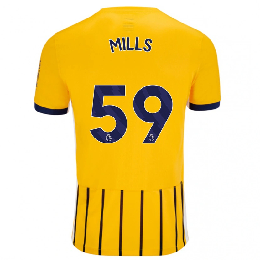 Danxen Mænd Harry Mills #59 Guldblå ​​Nålestriber Udebane Spillertrøjer 2024/25 Trøje T-Shirt