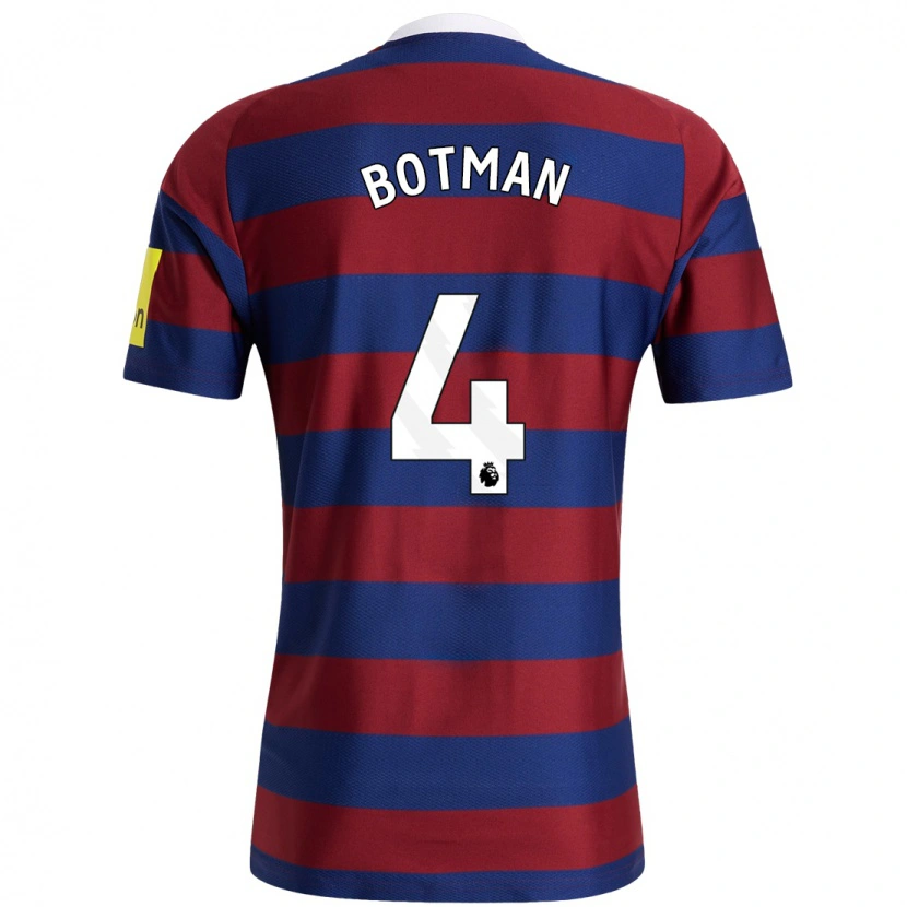 Danxen Mænd Sven Botman #4 Bordeaux Marineblå Udebane Spillertrøjer 2024/25 Trøje T-Shirt