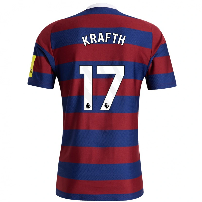 Danxen Mænd Emil Krafth #17 Bordeaux Marineblå Udebane Spillertrøjer 2024/25 Trøje T-Shirt
