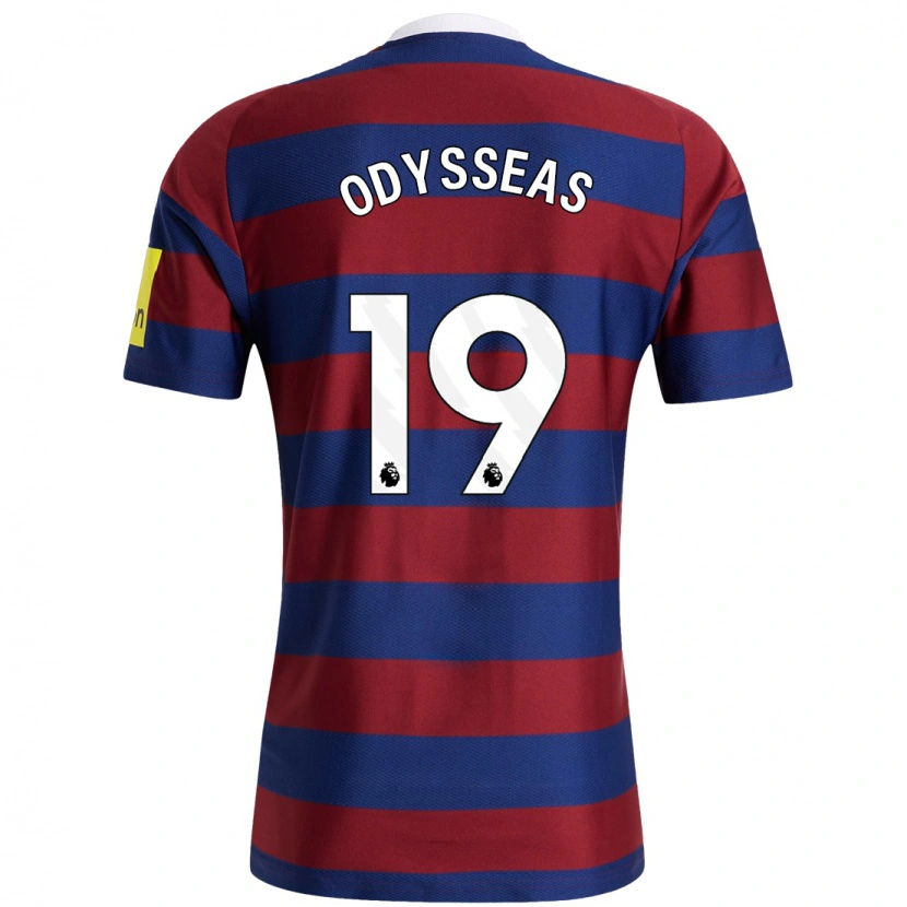 Danxen Mænd Odysseas Vlachodimos #19 Bordeaux Marineblå Udebane Spillertrøjer 2024/25 Trøje T-Shirt
