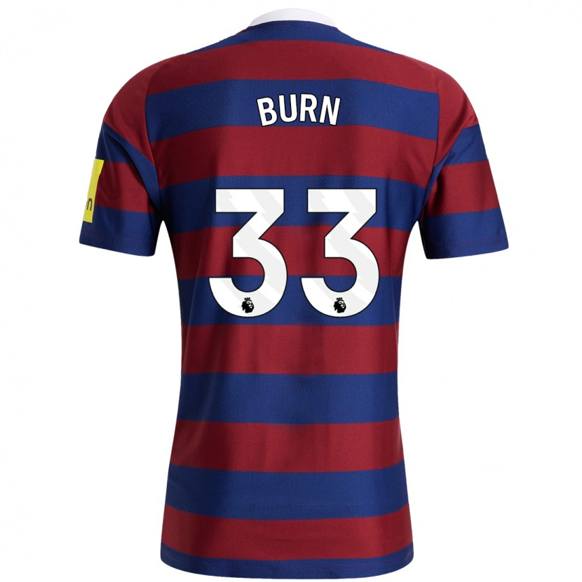Danxen Mænd Dan Burn #33 Bordeaux Marineblå Udebane Spillertrøjer 2024/25 Trøje T-Shirt
