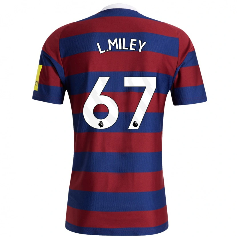 Danxen Mænd Lewis Miley #67 Bordeaux Marineblå Udebane Spillertrøjer 2024/25 Trøje T-Shirt