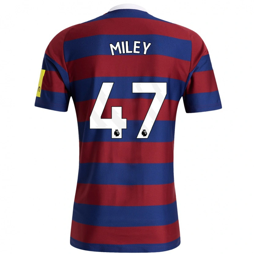 Danxen Mænd Jamie Miley #47 Bordeaux Marineblå Udebane Spillertrøjer 2024/25 Trøje T-Shirt