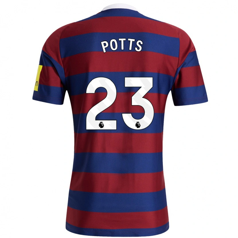Danxen Mænd Charlotte Potts #23 Bordeaux Marineblå Udebane Spillertrøjer 2024/25 Trøje T-Shirt