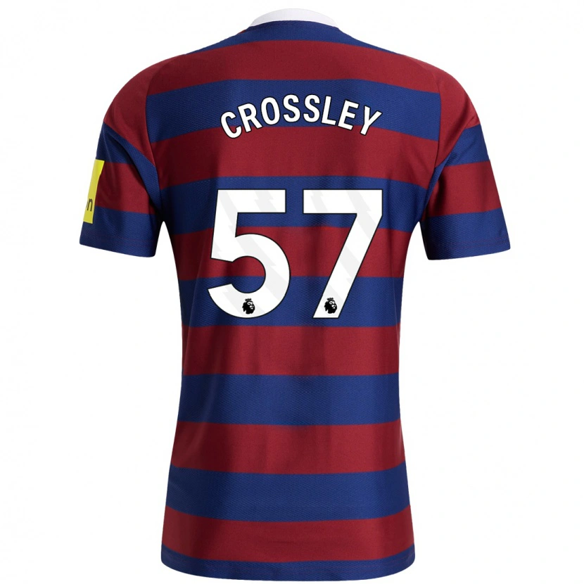 Danxen Mænd Kyle Crossley #57 Bordeaux Marineblå Udebane Spillertrøjer 2024/25 Trøje T-Shirt