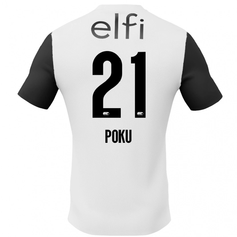 Danxen Mænd Ernest Poku #21 Hvid Sort Udebane Spillertrøjer 2024/25 Trøje T-Shirt