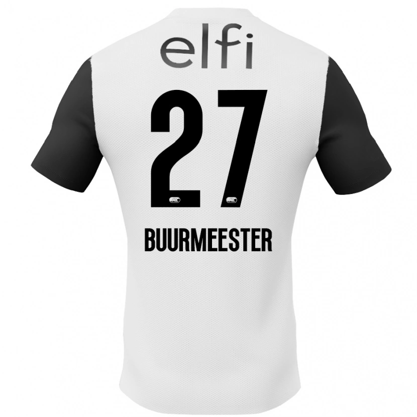 Danxen Mænd Zico Buurmeester #27 Hvid Sort Udebane Spillertrøjer 2024/25 Trøje T-Shirt