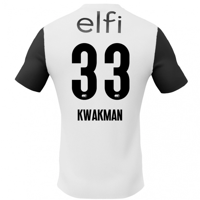 Danxen Mænd Dave Kwakman #33 Hvid Sort Udebane Spillertrøjer 2024/25 Trøje T-Shirt