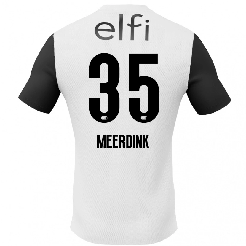 Danxen Mænd Mexx Meerdink #35 Hvid Sort Udebane Spillertrøjer 2024/25 Trøje T-Shirt