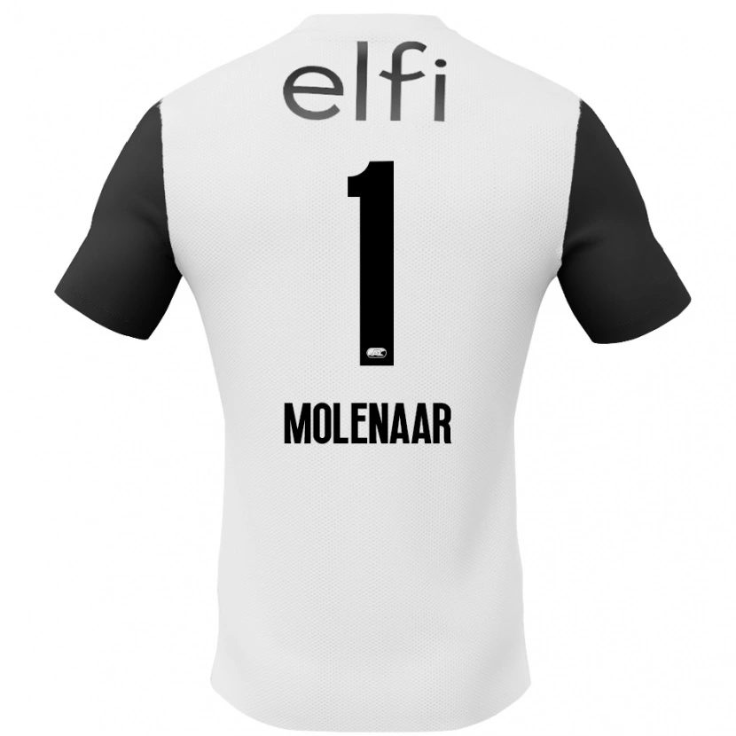 Danxen Mænd Finn Molenaar #1 Hvid Sort Udebane Spillertrøjer 2024/25 Trøje T-Shirt