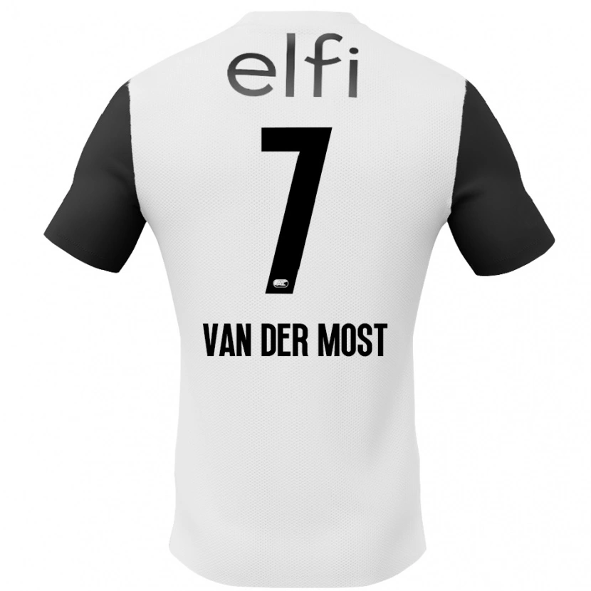 Danxen Mænd Veerle Van Der Most #7 Hvid Sort Udebane Spillertrøjer 2024/25 Trøje T-Shirt