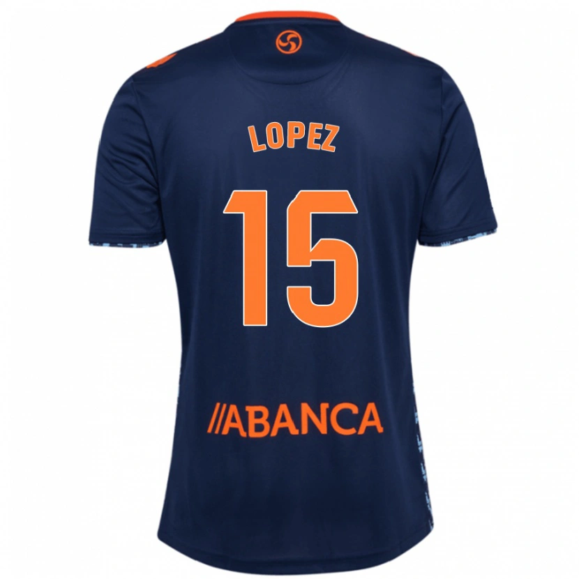 Danxen Mænd Fer López #15 Marineblå Udebane Spillertrøjer 2024/25 Trøje T-Shirt