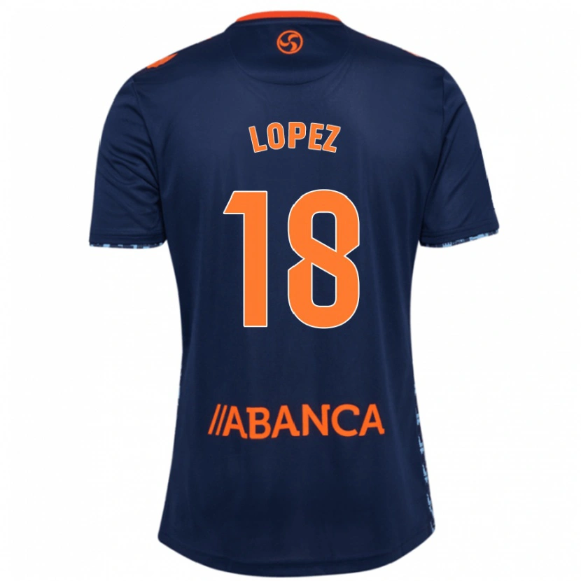 Danxen Mænd Joel López #18 Marineblå Udebane Spillertrøjer 2024/25 Trøje T-Shirt