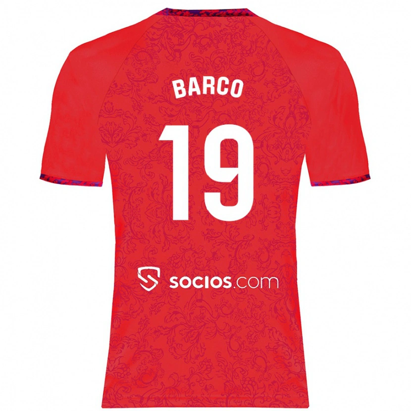 Danxen Mænd Valentín Barco #19 Rød Udebane Spillertrøjer 2024/25 Trøje T-Shirt