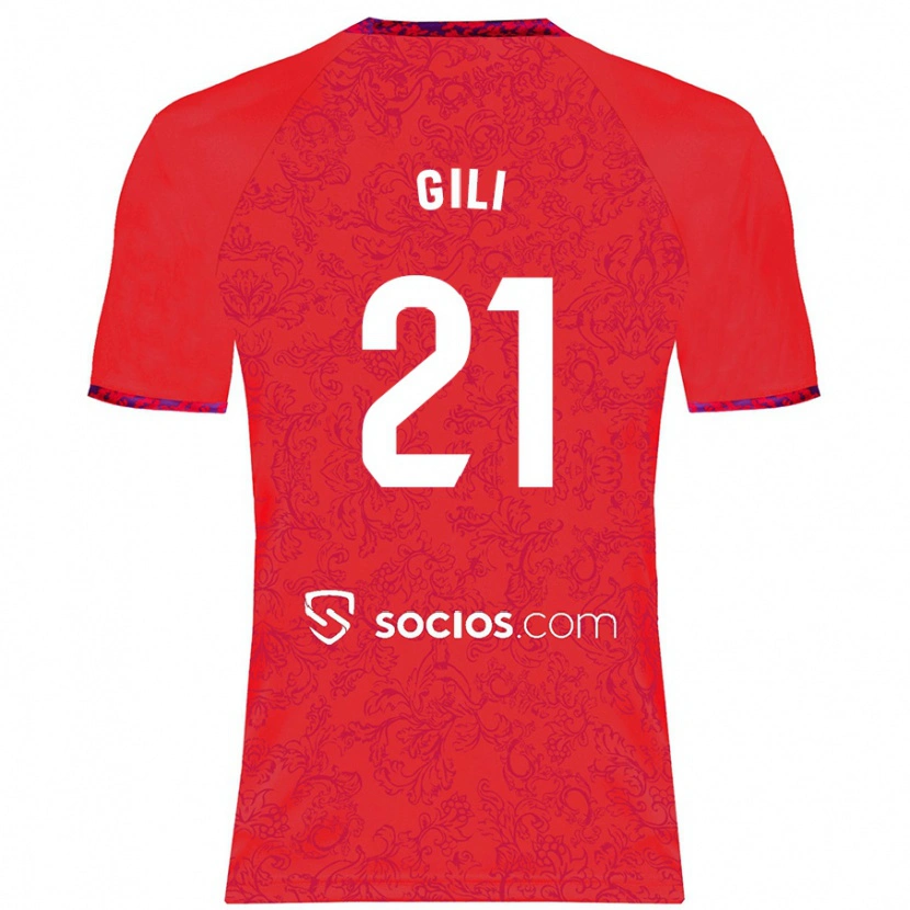 Danxen Mænd Gemma Gili #21 Rød Udebane Spillertrøjer 2024/25 Trøje T-Shirt