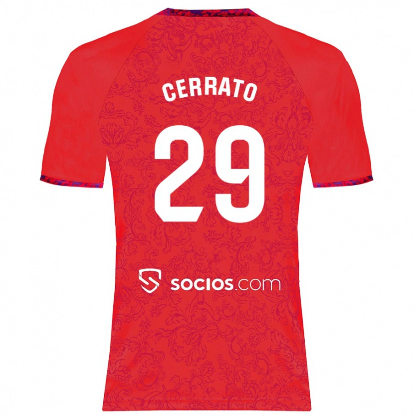 Danxen Mænd Alba Cerrato #29 Rød Udebane Spillertrøjer 2024/25 Trøje T-Shirt