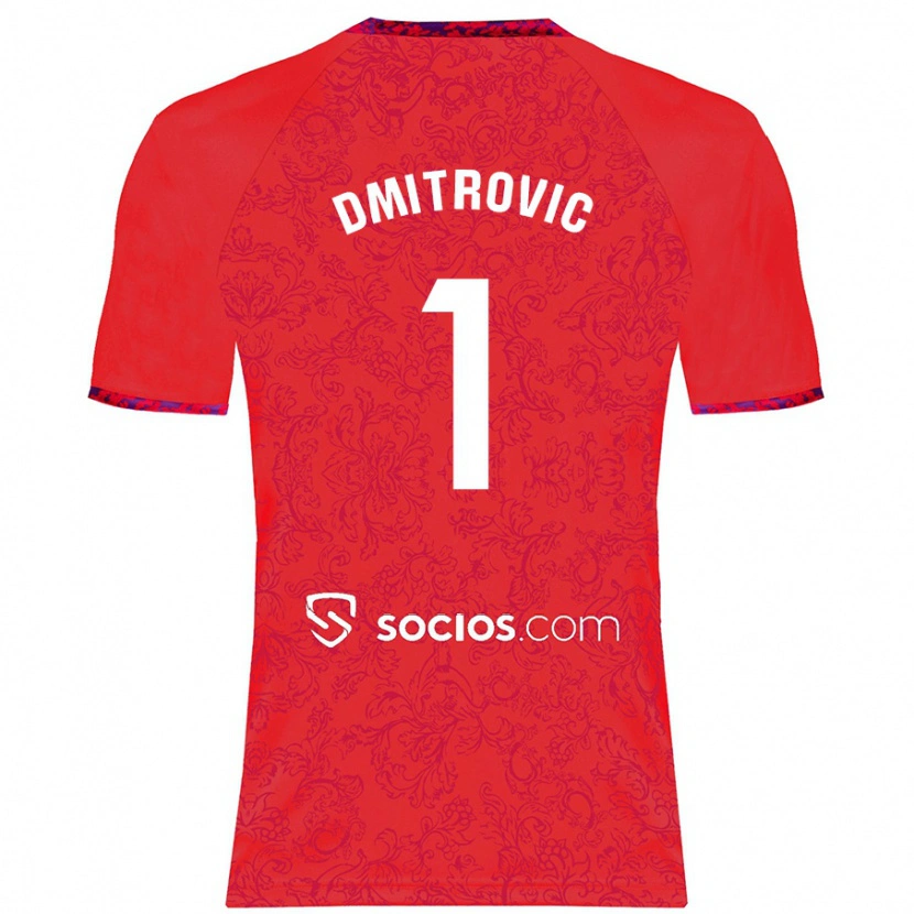 Danxen Mænd Marko Dmitrović #1 Rød Udebane Spillertrøjer 2024/25 Trøje T-Shirt