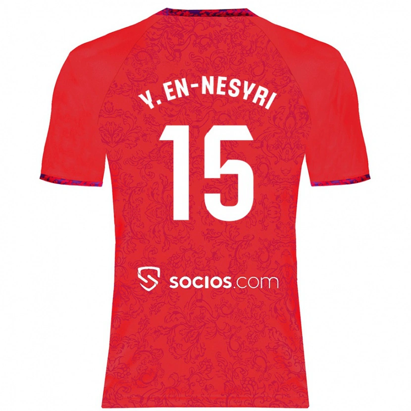 Danxen Mænd Youssef En-Nesyri #15 Rød Udebane Spillertrøjer 2024/25 Trøje T-Shirt