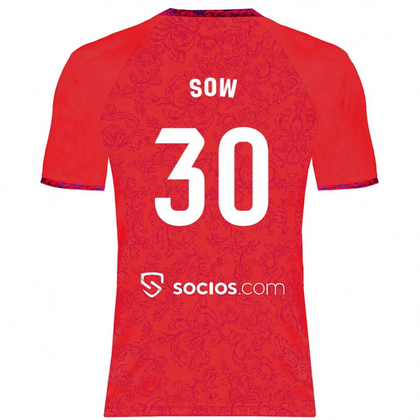 Danxen Mænd Ibrahima Sow #30 Rød Udebane Spillertrøjer 2024/25 Trøje T-Shirt
