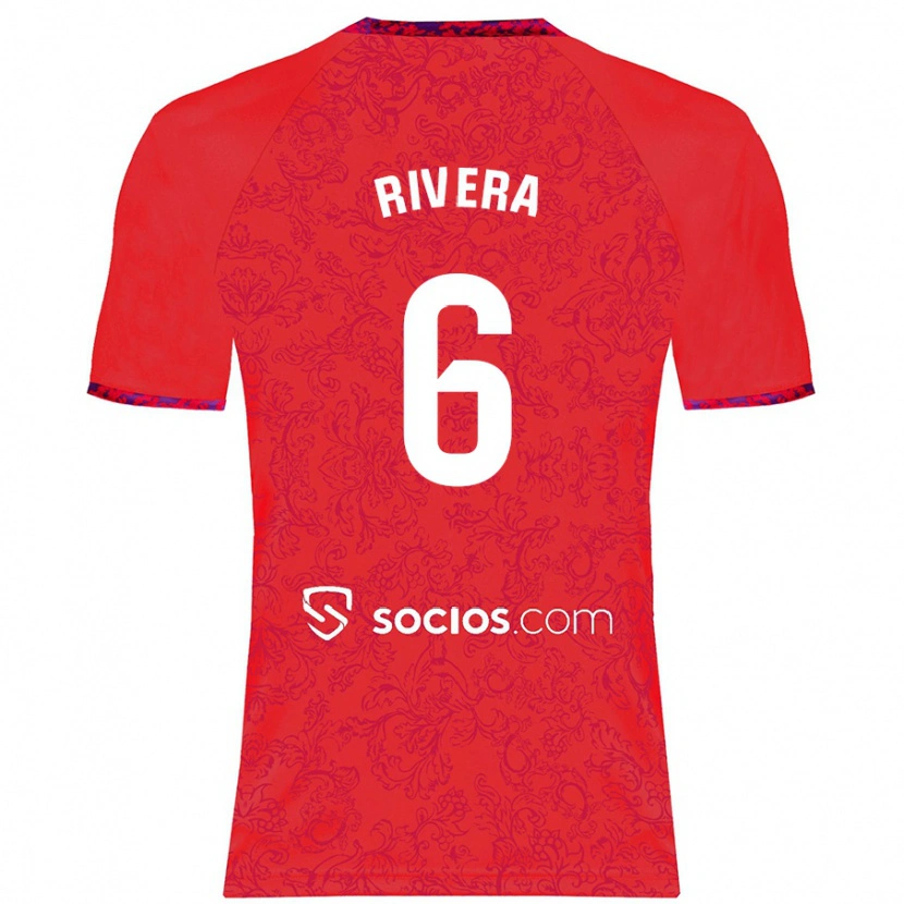 Danxen Mænd Pablo Rivera #6 Rød Udebane Spillertrøjer 2024/25 Trøje T-Shirt