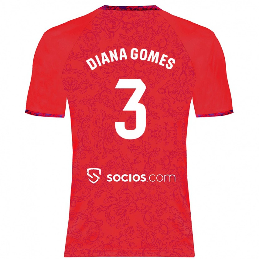Danxen Mænd Diana Catarina Ribeiro Gomes #3 Rød Udebane Spillertrøjer 2024/25 Trøje T-Shirt