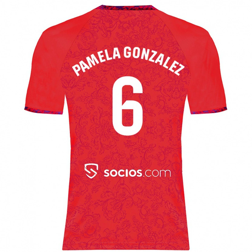Danxen Mænd Cinthia Pamela González Medina #6 Rød Udebane Spillertrøjer 2024/25 Trøje T-Shirt