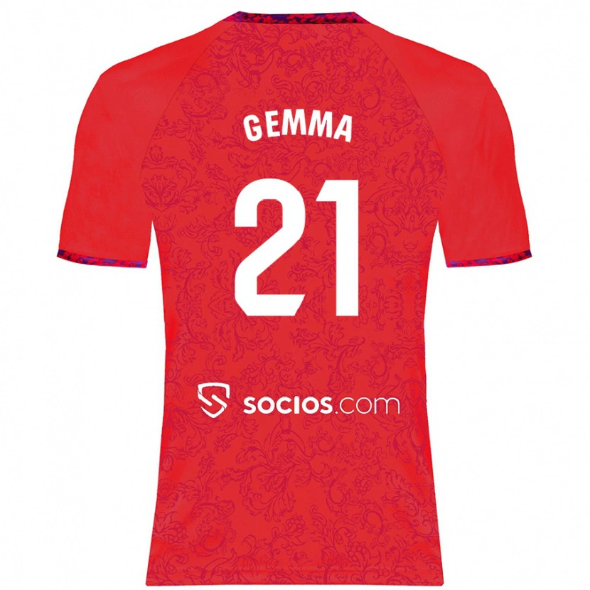 Danxen Mænd Gemma Gili Giner #21 Rød Udebane Spillertrøjer 2024/25 Trøje T-Shirt