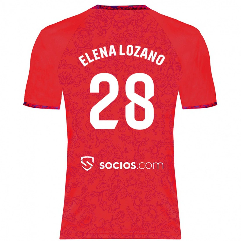 Danxen Mænd Elena Lozano Gallego #28 Rød Udebane Spillertrøjer 2024/25 Trøje T-Shirt