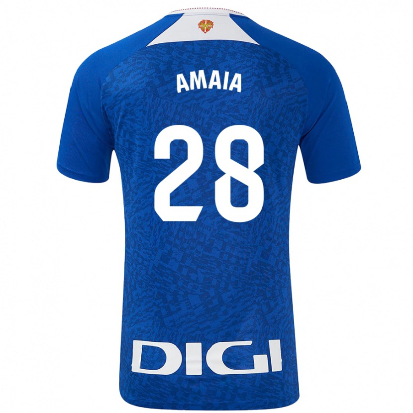 Danxen Mænd Amaia Martinez De La Peña #28 Kongeblå Udebane Spillertrøjer 2024/25 Trøje T-Shirt