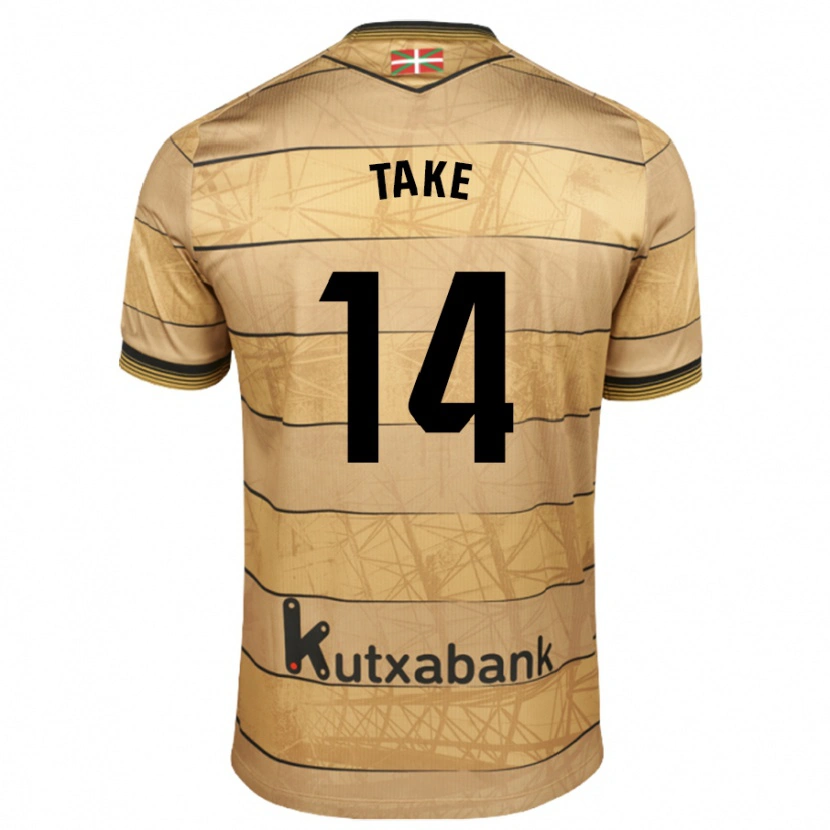 Danxen Mænd Takefusa Kubo #14 Brun Udebane Spillertrøjer 2024/25 Trøje T-Shirt