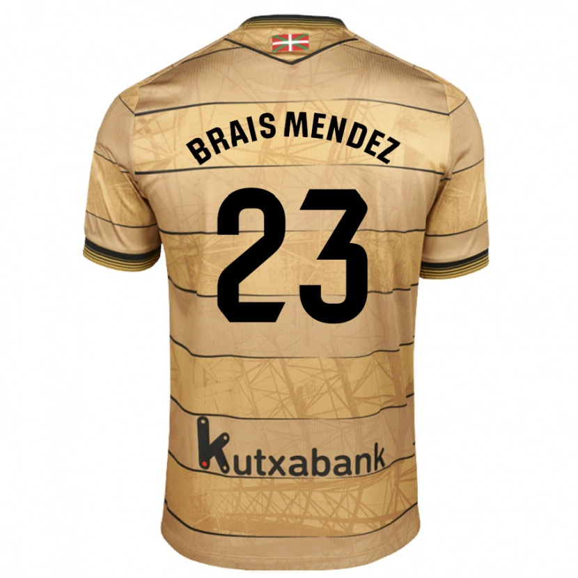 Danxen Mænd Brais Méndez #23 Brun Udebane Spillertrøjer 2024/25 Trøje T-Shirt