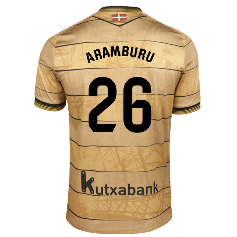 Danxen Mænd Jon Aramburu #26 Brun Udebane Spillertrøjer 2024/25 Trøje T-Shirt
