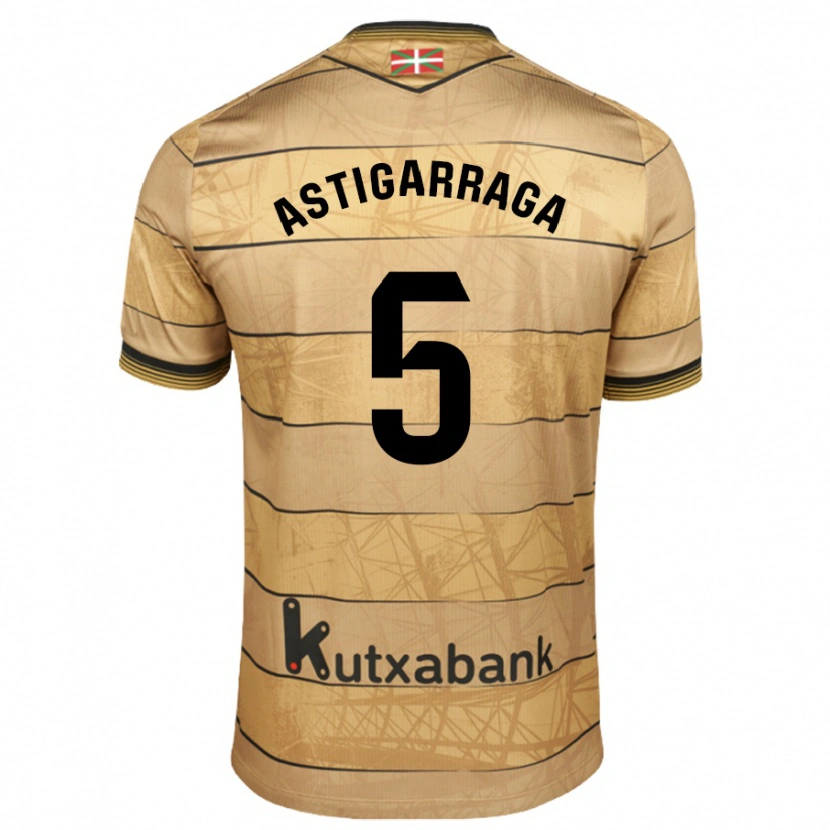 Danxen Mænd Eneko Astigarraga #5 Brun Udebane Spillertrøjer 2024/25 Trøje T-Shirt