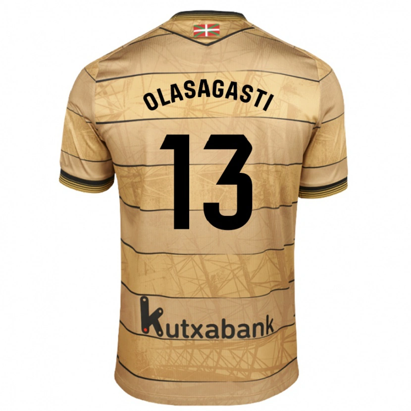 Danxen Mænd Lander Olasagasti #13 Brun Udebane Spillertrøjer 2024/25 Trøje T-Shirt