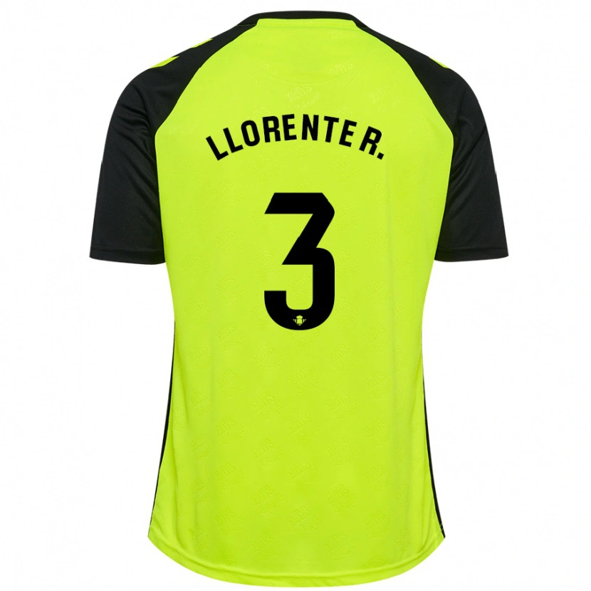Danxen Mænd Diego Llorente #3 Fluorescerende Gul Sort Udebane Spillertrøjer 2024/25 Trøje T-Shirt