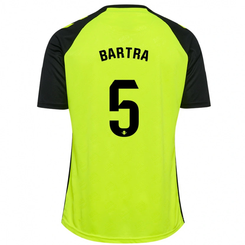 Danxen Mænd Marc Bartra #5 Fluorescerende Gul Sort Udebane Spillertrøjer 2024/25 Trøje T-Shirt