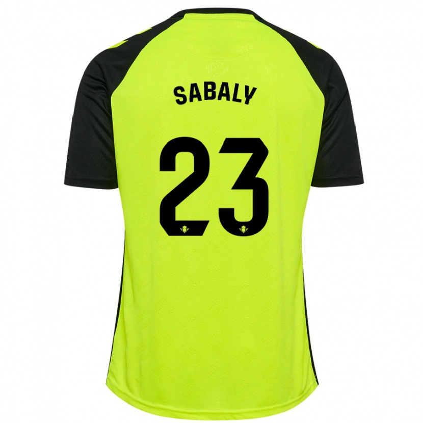 Danxen Mænd Youssouf Sabaly #23 Fluorescerende Gul Sort Udebane Spillertrøjer 2024/25 Trøje T-Shirt