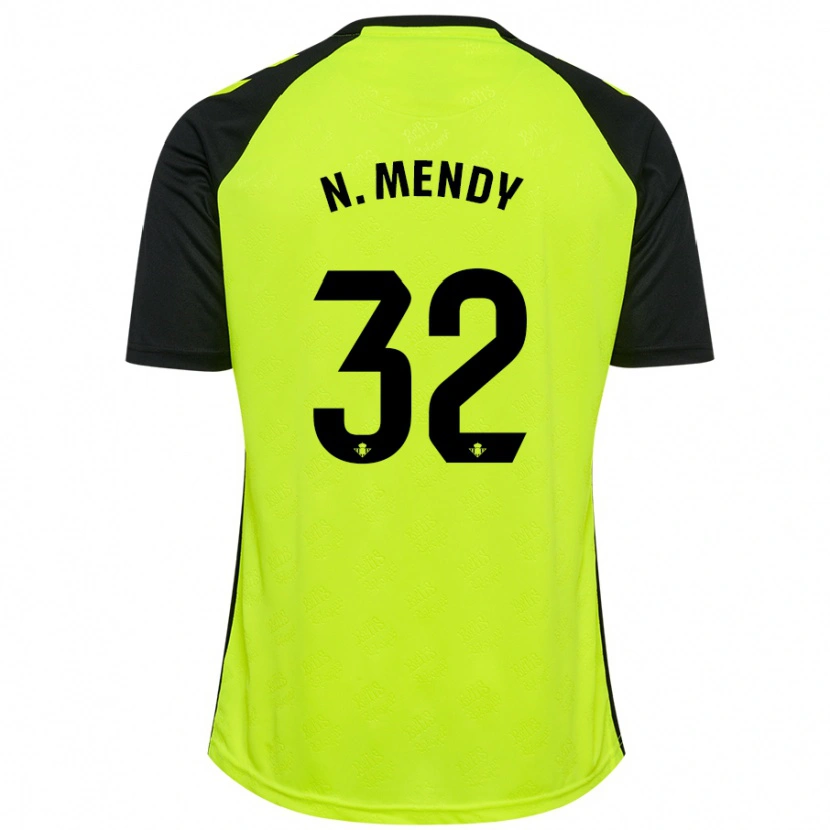 Danxen Mænd Nobel Mendy #32 Fluorescerende Gul Sort Udebane Spillertrøjer 2024/25 Trøje T-Shirt