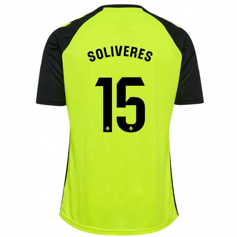 Danxen Mænd Gema Soliveres #15 Fluorescerende Gul Sort Udebane Spillertrøjer 2024/25 Trøje T-Shirt