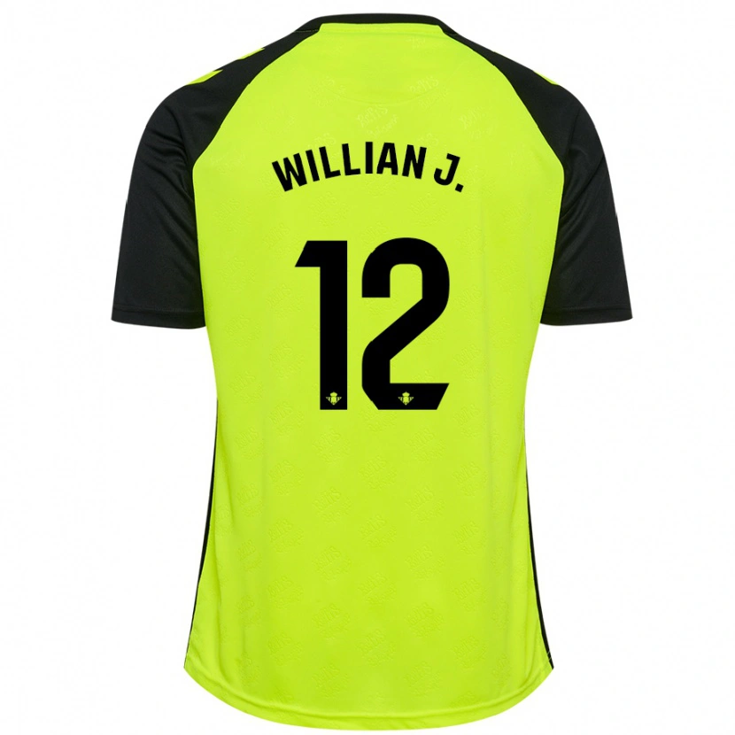 Danxen Mænd Willian José #12 Fluorescerende Gul Sort Udebane Spillertrøjer 2024/25 Trøje T-Shirt