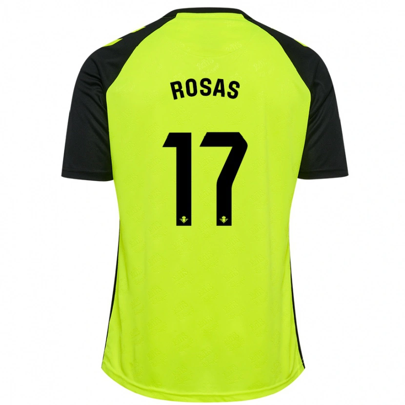 Danxen Mænd Berto Rosas #17 Fluorescerende Gul Sort Udebane Spillertrøjer 2024/25 Trøje T-Shirt